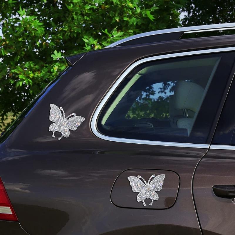 Shimmering Rhinestones Butterfly Car Sticker Sparklings Crystal Decal for Bumpers Window Laptop& DIY Auto Accessories