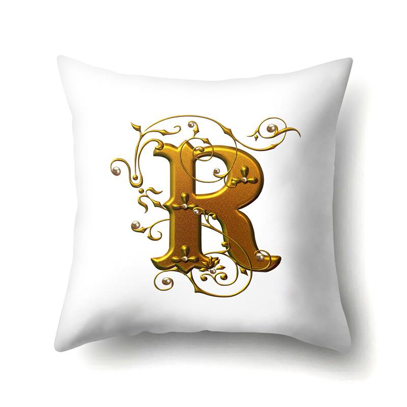 Полиэстеровая наволочка Автомобильное украшение Дом 26 английских букв Принт Автомобильная поясничная подушка Наволочка