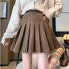 Autumn and Winter Women's Half-body Skirt Pockets Models Tweed Skirt Thickened High Waist Thin Big Yards College Style A Word Pleated Short Skirt