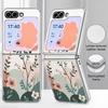 INS Акварельный Цветочный Чехол Для Samsung Galaxy Z FlIP 7 FE 6 5 Z Flip7 Flip6 Flip5 Роскошный Гибридный Складной Чехол Для Телефона с Покрытием PC+PU Кожа