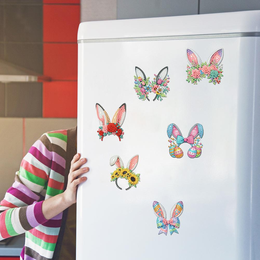 Easter Pattern Acrylic DIY Diamond Painting Magnets Kit Crystal Sparkling Diamond Magnets Set for Refrigerator Mailbox Decor