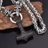 Ожерелье с подвеской в ​​виде молота Тора из нержавеющей стали, мужское ожерелье из нержавеющей стали с головой призрака, ювелирные изделия в стиле панк 