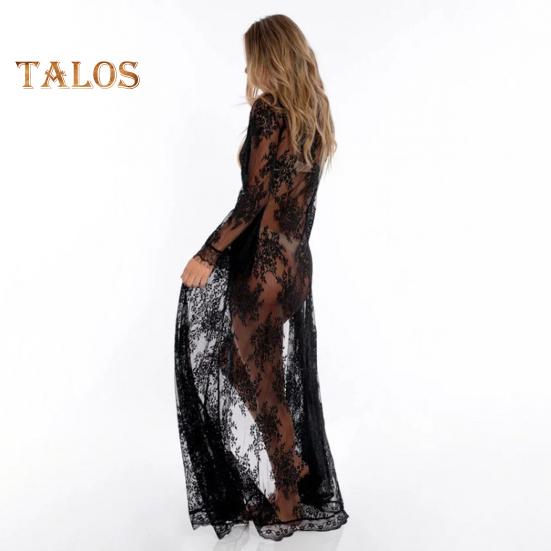 Бикини-кардиган с длинным рукавом, шнуровка, открытое кружевное платье спереди, сексуальная блузка для отпуска, пляж, бассейн, горячий источник, накидка