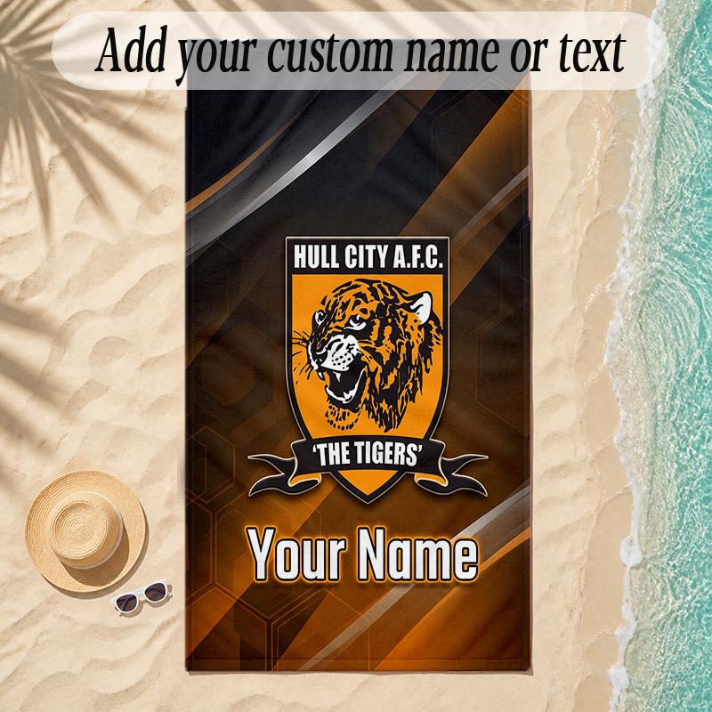 Beach TowelHull FC Custom Name Text Personalized Soft Towel for Beach Pool Indoor Home Decor Gift