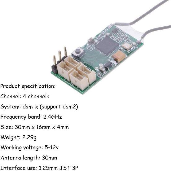 Acxico 2Pcs Mini CM410X 4 Channel DSMX DSM2 Receiver 2.4GHz PPM Port Support JR DX6I