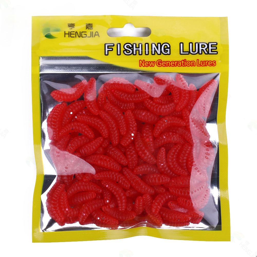 50 шт./коробка Светящиеся силиконовые искусственные приманки в виде хлебного червя, личинки опарыша, мягкие рыболовные приманки, крючки, пахнущие черви, светящиеся приманки