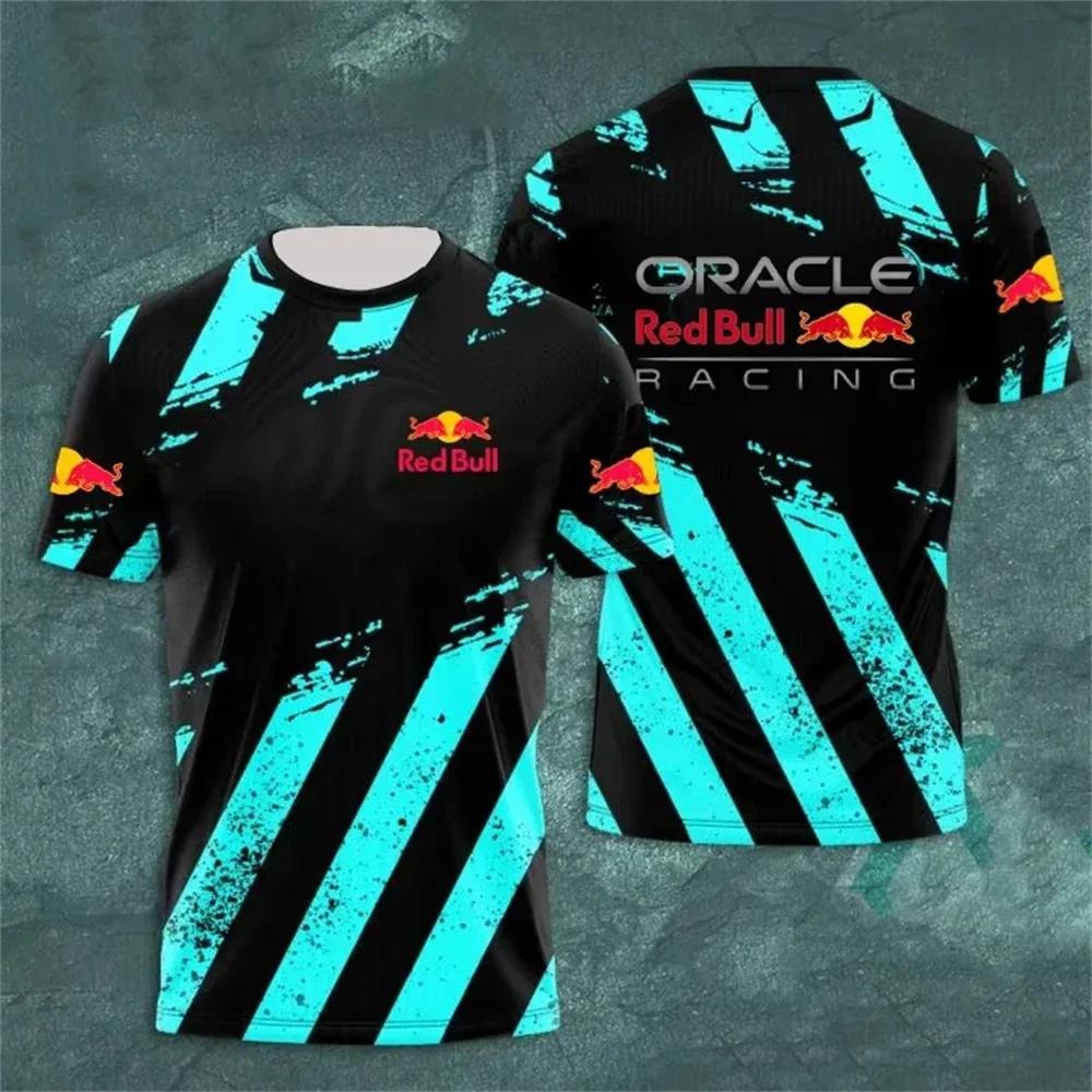 Мужская летняя футболка Red Bull, футболка для экстремальных видов спорта, футболка с большой 3D-печатью Red Bull для гонок, одежда Red Bull