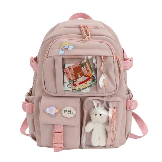 Студенческий рюкзак эргономичный большой емкости с плюшевым медведем куклой для книги ноутбука