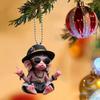 Christmas Monkey Pendant 2D Acrylic Hanging Ornament Cartoon Monkey Xmas Tree Ornament Car Interior Accessory Gift for Animal Lovers