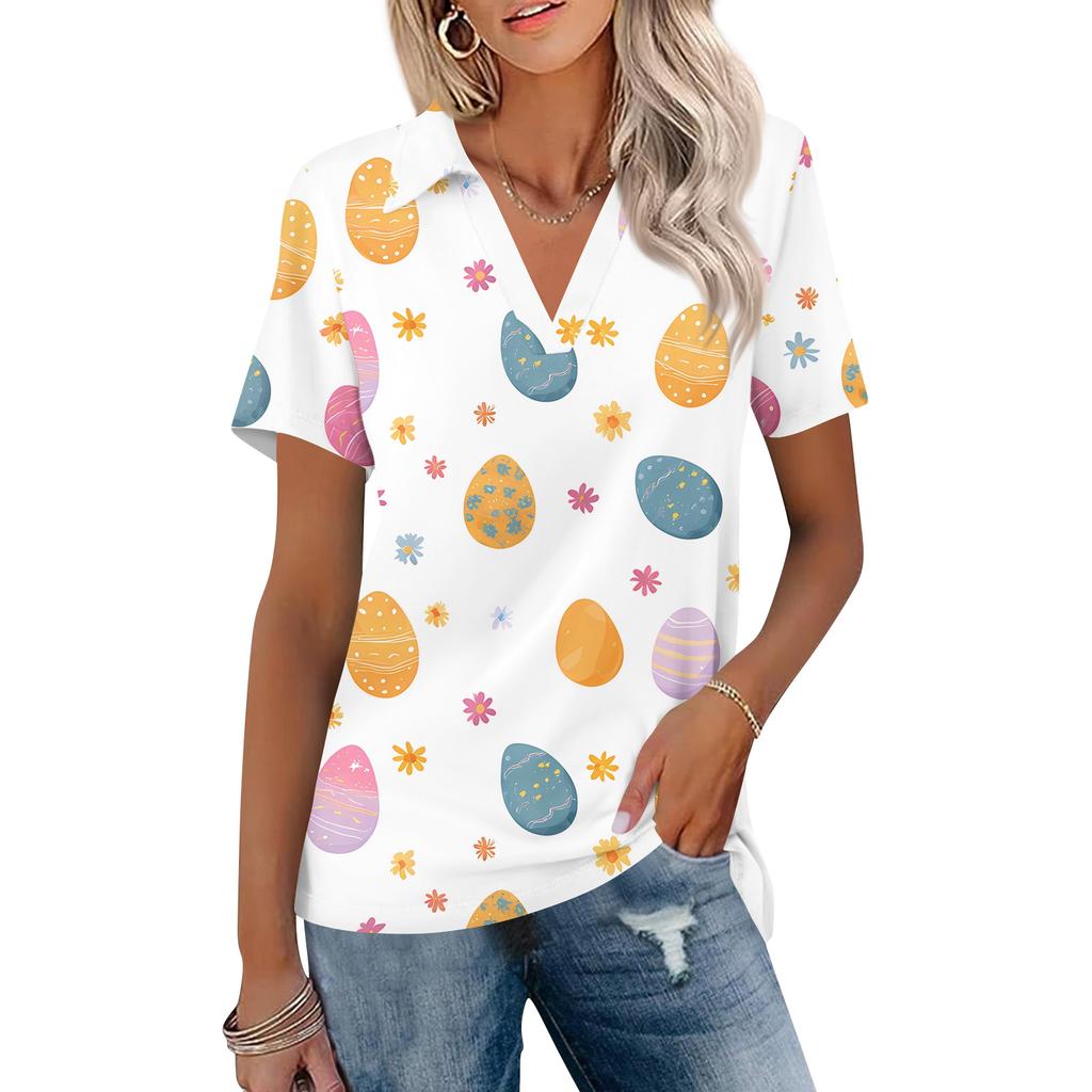 Женская мода Повседневная рубашка с лацканами и короткими рукавами, цветная, женские топы