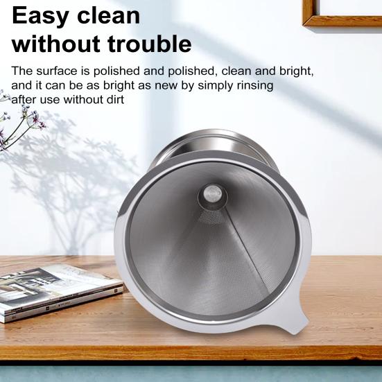 Кофейный фильтр из нержавеющей стали, капельница для кофе, многоразовый безбумажный конусный фильтр для кофе для дома