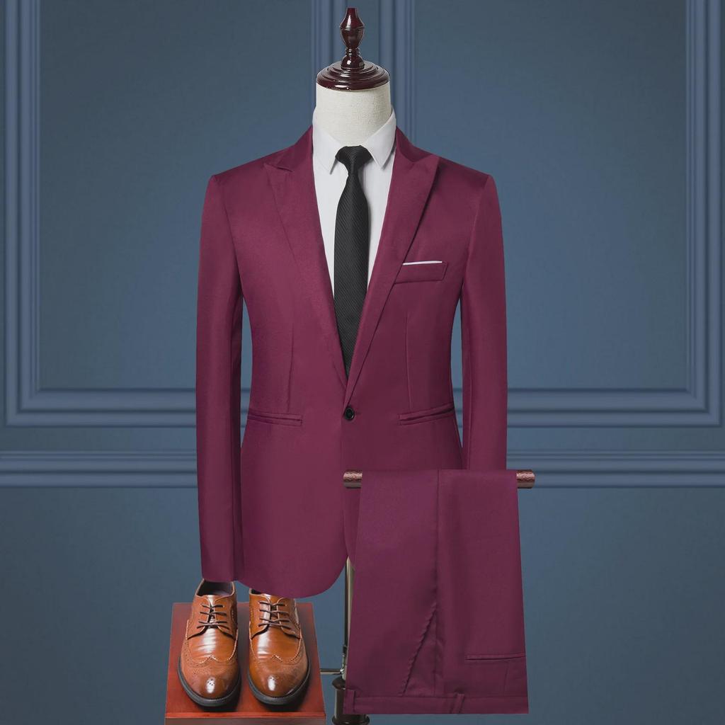 Men's Business Casual Korean Two-Piece Suit - Professional & Formal, Perfect for Groomsmen