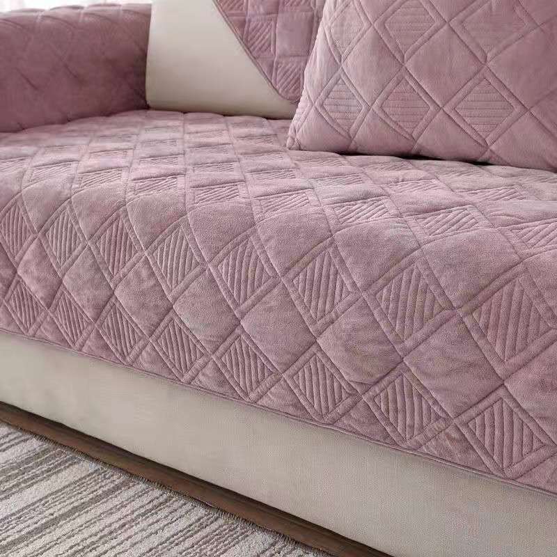 Короткое плюшевое полотенце для дивана серого цвета, европейское короткое утепленное стеганое покрытие для дивана, противоскользящее европейское покрытие для дивана для гостиной