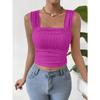 Women's Summer Fashion Sleeveless Neckless Square Neck Strap Vest Tank Top