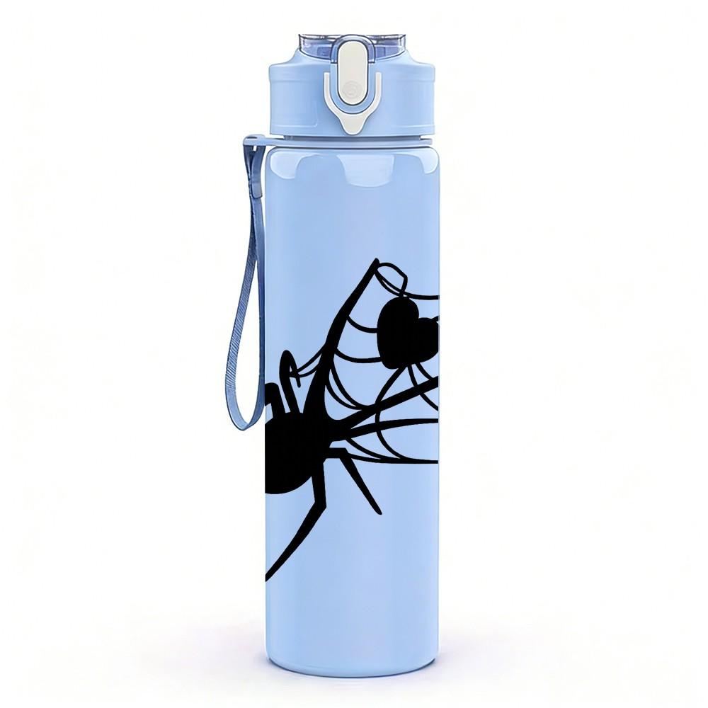 1PC Long Leg Spider Insect Sketch Print 750ml Color Plastic Sports Water Bottle Leakproof Flip Straw Lid Suitable for Sports Office Home Use