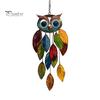 Owl Pendant Outdoor Hanging Decoration Realistic Looking Simple Installation Colorful Handmade Stained Owl Ornament