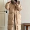Женская длинная хлопковая утепленная одежда выше колена с большим меховым воротником, хлопковая утепленная одежда 2024 года, зимняя новая свободная утолщенная большого размера, теплая