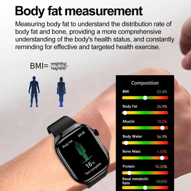 2025 Новые умные часы для здоровья с лазерной диагностикой ИИ Мужские ЭКГ+ФПГ Липиды крови Мочевая кислота Пульс Артериальное давление Спорт Звонки Смарт-часы