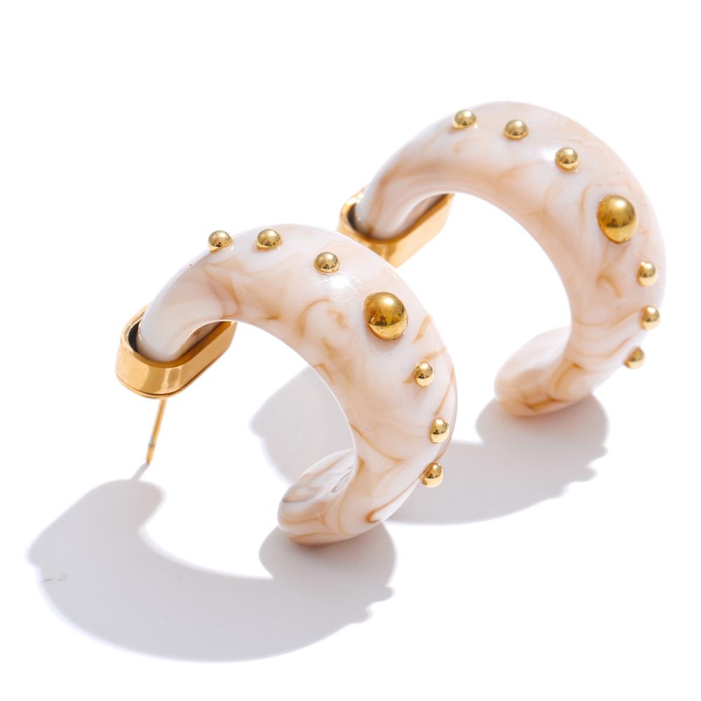 Eetit Stylish Vintage Cowboy Style Resin C Shape Classic Geometric Earrings Daily Stainless Steel Fashion Attractive Jewelry