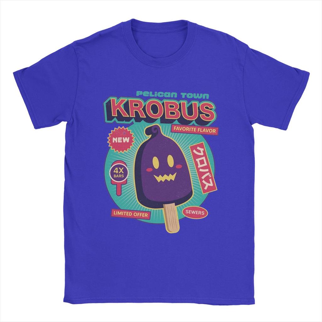 Мужская футболка Krobus Ice Cream Stardew Valley Игра Аниме Хлопковая одежда Смешная футболка с коротким рукавом и круглым вырезом Футболка с принтом