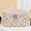 Cosmetic Bag Floral Pattern Large Capacity Dual Smooth Zipper Easy-to-clean Foldable Makeup Organizer