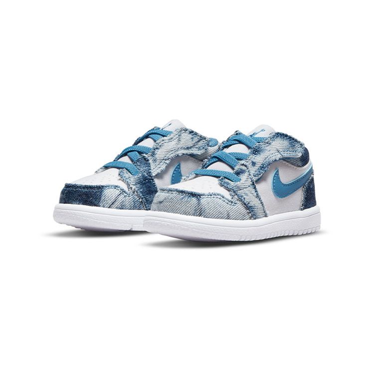 Детские кроссовки Air Jordan 1 Low ALT TD из стираного денима бело-голландско-синие DM8949-100