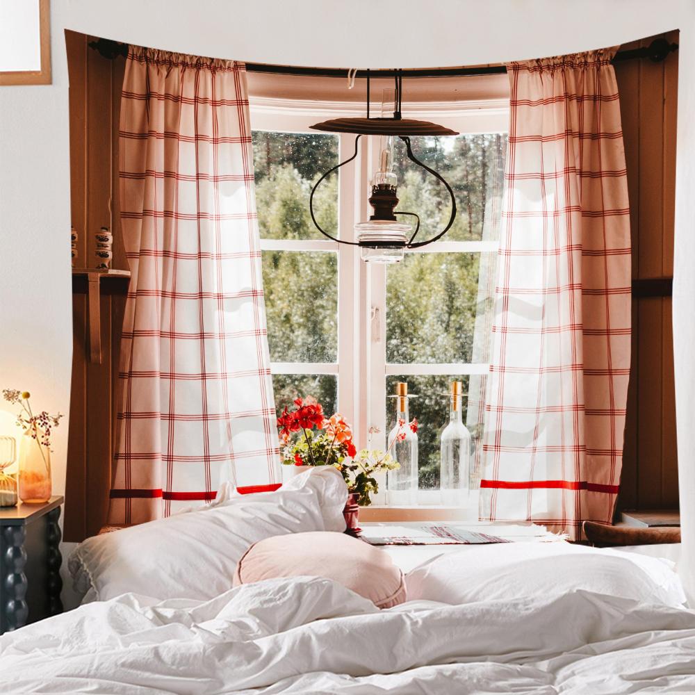 Подвесной домашний декор Настенный гобелен Имитация окна Вид на горы Гобелен Морское окно Лесная стена