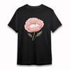 Men's Oversize T-Shirt Sleeping Cat In Blooming Pink Flower Tee Black Cotton Tee