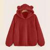 Women's Fashion Long Sleeve Solid Color  Fleece Hooded Warm Sweater Sweatshirt