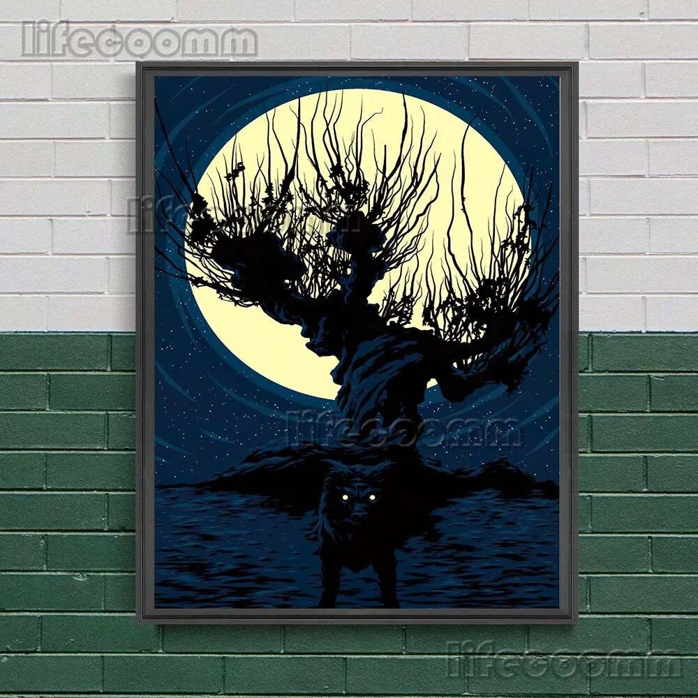 The World Tree And Norse Mythology Vintage Wall Art Canvas Painting Demon Snake And Black Cat Witchcraft Art Poster Print Decor No Frame