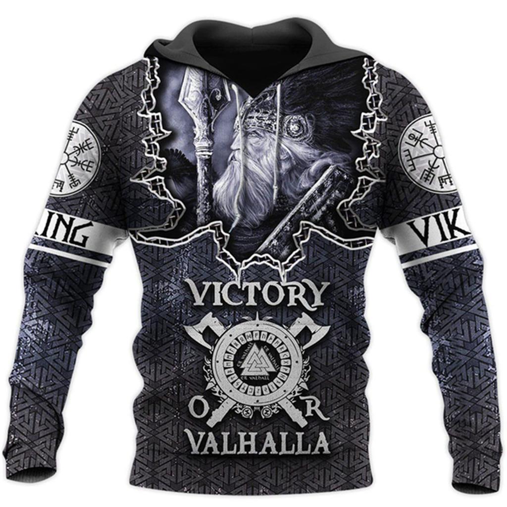 Мужская толстовка с капюшоном Viking, винтажная повседневная толстовка с длинными рукавами и принтом Viking Warrior Odin, пуловер с капюшоном
