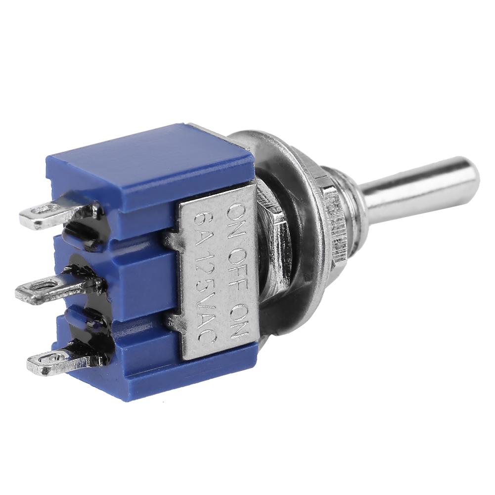 10Pcs On OFF on Mini Toggle Switch SPDT 3 position 3 pin 6mm 6A 125VAC