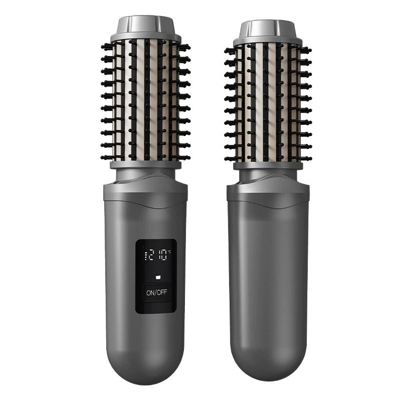 Cepillo alisador inalámbrico portátil para cabello, plancha de pelo 2 en 1, peine iónico sin daños