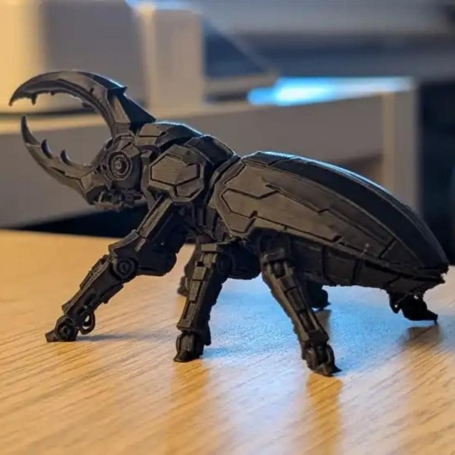 3D Printed Mechanical Hercules Beetle Model - Cyberpunk Style Robot Insect Figurine for Desk Decor & Collectible Gift