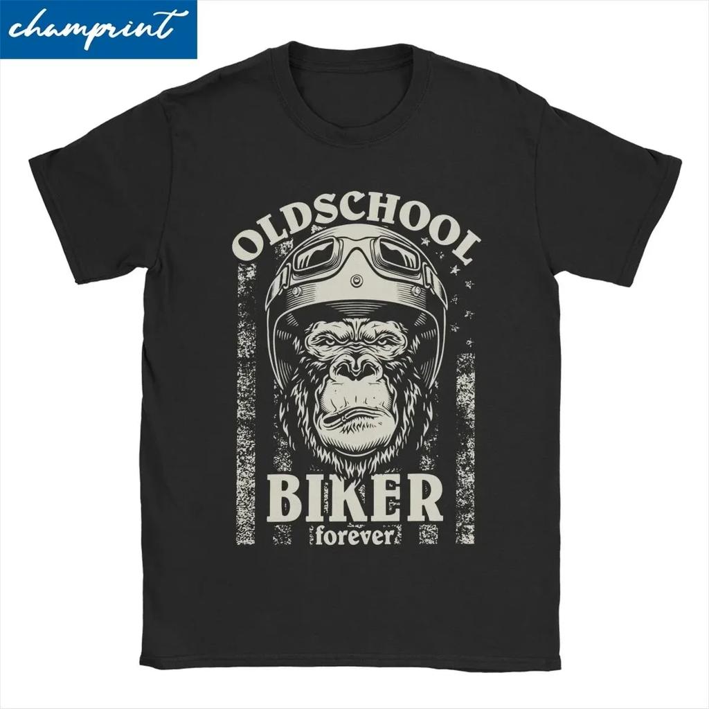 Футболки Old School Biker Motorcycle Bike для мужчин, футболки для гонок, футболка с круглым воротом, хлопковая одежда для подарка на день рождения