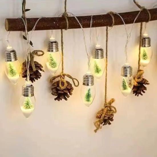 Рождественские гирлянды в виде снежных шаров, винтажная гирлянда с 10/20 светодиодными лампочками и снежной сценой для украшения дома, патио, камина, рождественской елки