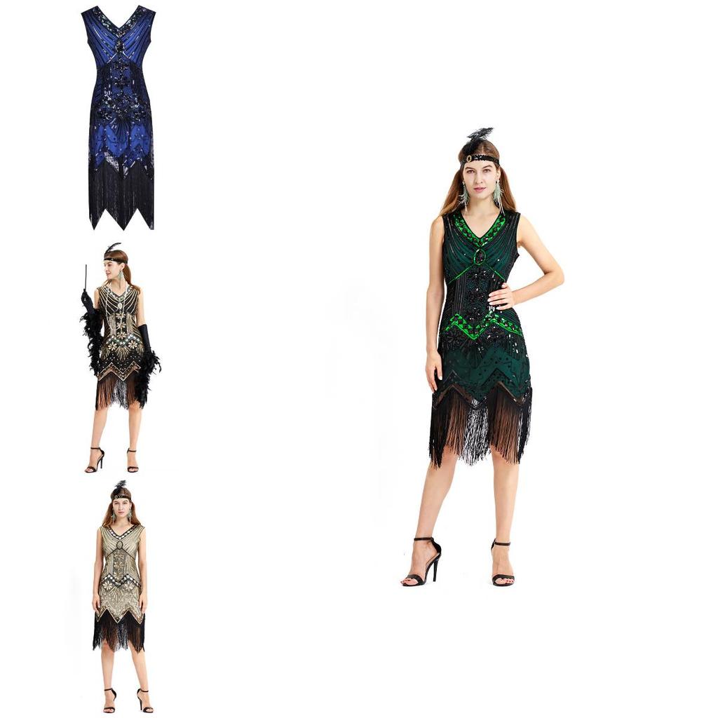 Elegant Gatsby Flapper Beaded Vintage Fringe Sequin Sleeveless Women Party Dresses For Timeless Style