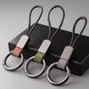 Genuine Leather Key Chains For Men Women Car Keychain Lanyard Cotton Rope Strap Metal Keyring Gift Trendy Key Holder