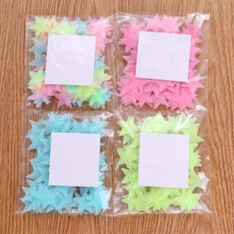 50/100/300/500 шт. наклейки на стену, светящиеся в темноте детские спальни, домашний декор, 3 см, цветные звезды, светящиеся флуоресцентные наклейки на стену, 5 цветов