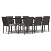 VidaXL Garden Dining Set 9 Pcs Cushions Wicker Steel 3186950