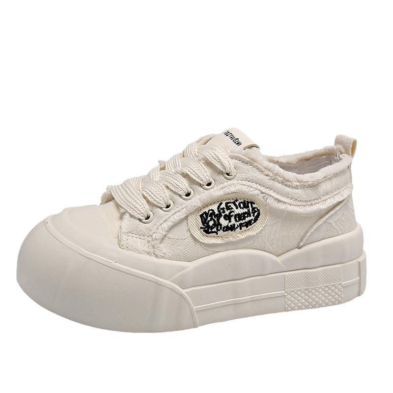 Thick-soled Heightening Low-top Canvas Shoes for Women's 2025 Spring New Little White Shoes Versatile Student Sports and Leisure Board Shoes Tide