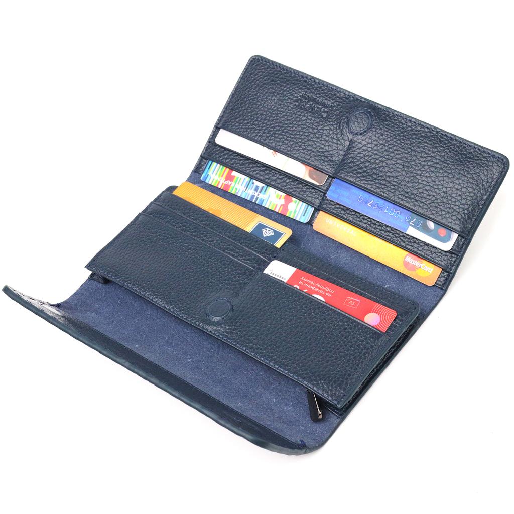 Красивый вместительный Женский кошелек из натуральной кожи с тиснением под змею CANPELLINI Wallet 21663 Разноцветный