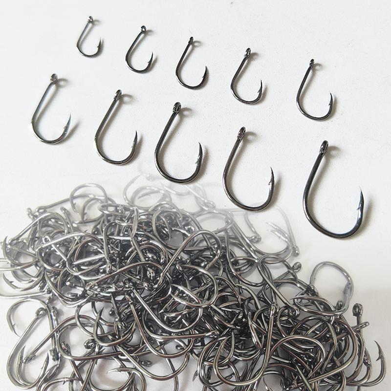 High Carbon Steel Fish Hook Barbed 600PCS 3#-12# Series in Fly Fishhooks Worm Pond Fishing Bait Holder Jig Accessories Pesca