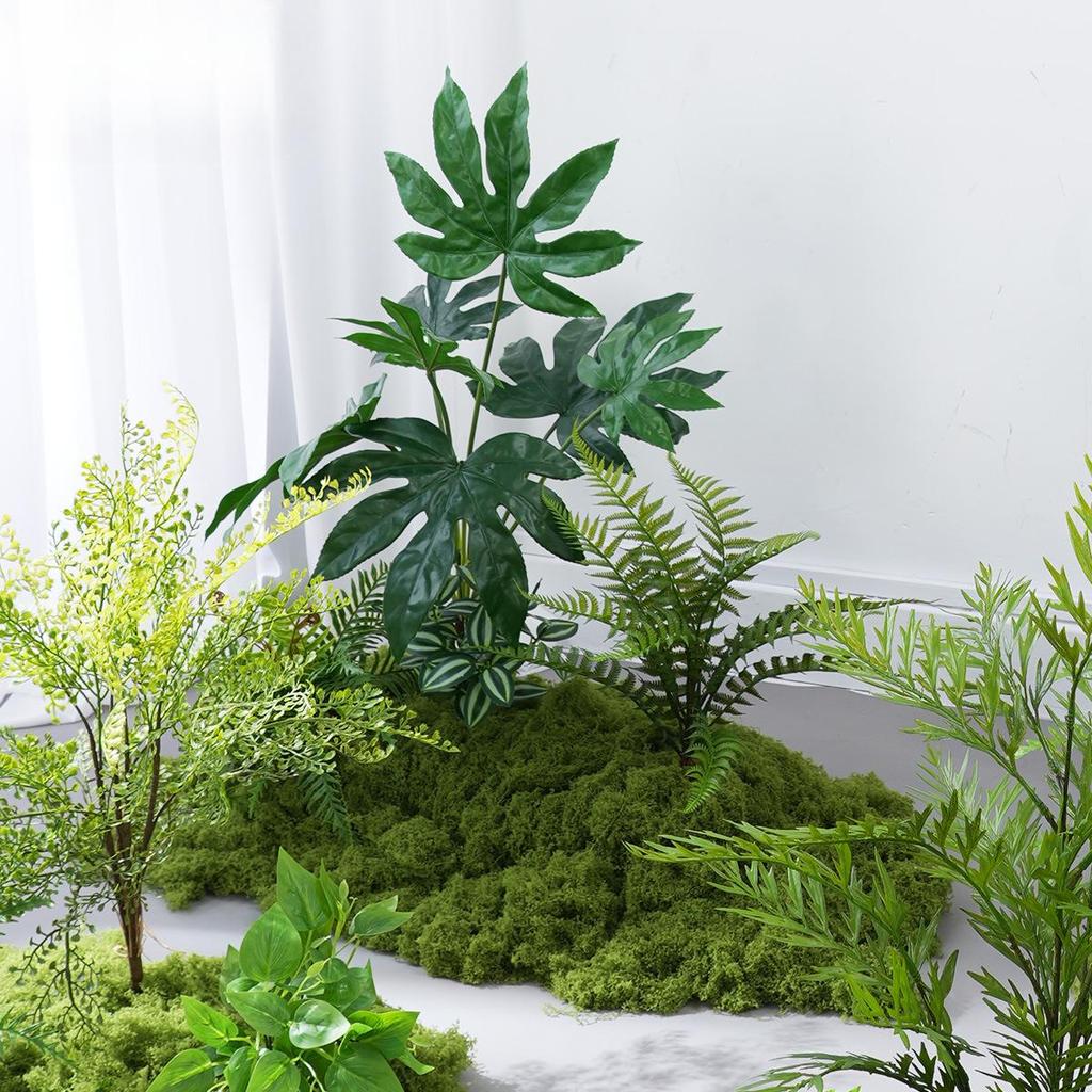 Luxury Faux Green Plant and Flower Decor - Indoor Moss and Grass Clusters for Elegant Landscaping.