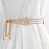 Elegant Round Metal Belt For Women Retro Gold Chain Dress Long Belts Adjustable