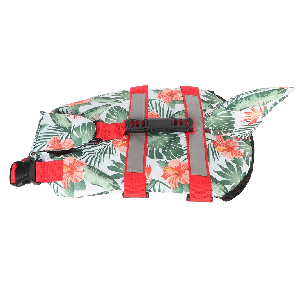 Dog Life Jacket Hawaiian Style Reflective Stripe Loop and Hook Design Superior Buoyancy Pet Life