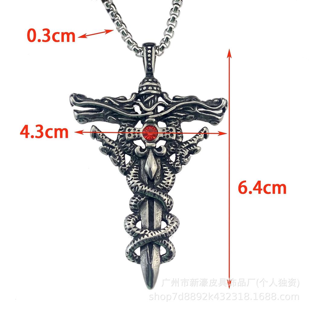 Аксессуары, хип-хоп личность тренд мода двойной дракон магический меч нержавеющая сталь кулон титановая сталь ожерелье кулон