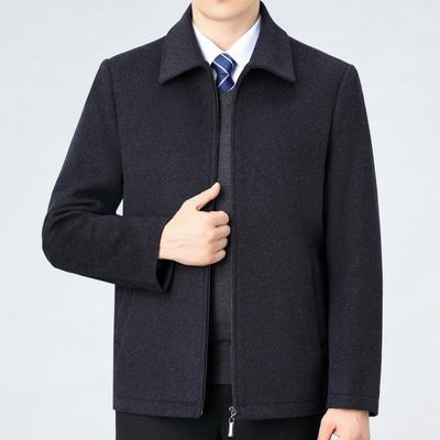 Новые осенние и зимние кашемировые куртки для мужчин среднего и пожилого возраста, шерстяные короткие топы, куртки с отворотами, шерстяные куртки высокого качества