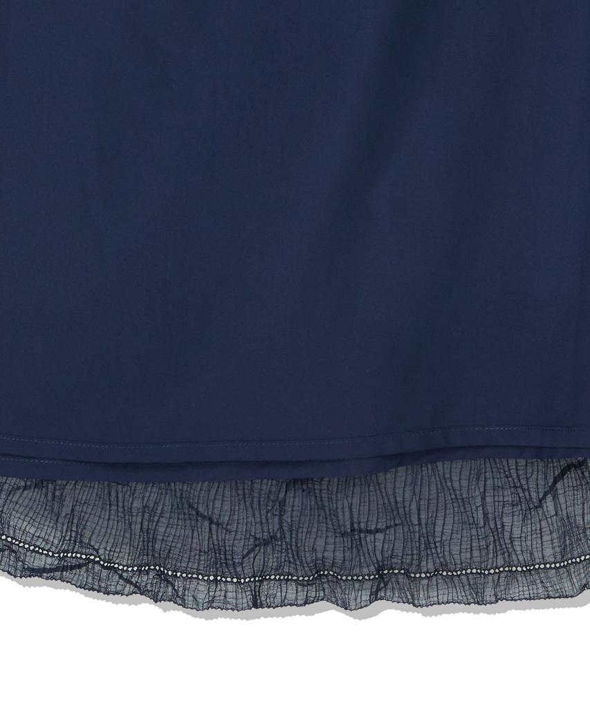 PENFIELD Плиссированная вышитая юбка с сборками, многоярусная, темно-синяя_Fs2Ws30F