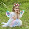 Bolalar Qizlar uchun Farishta Qanotlari Patli Farishta Qanotlari Kostyumi Bosh kiyim Tayaqcha Halloween Kospley Partiyasi uchun Kiyinish Rekvizitlari